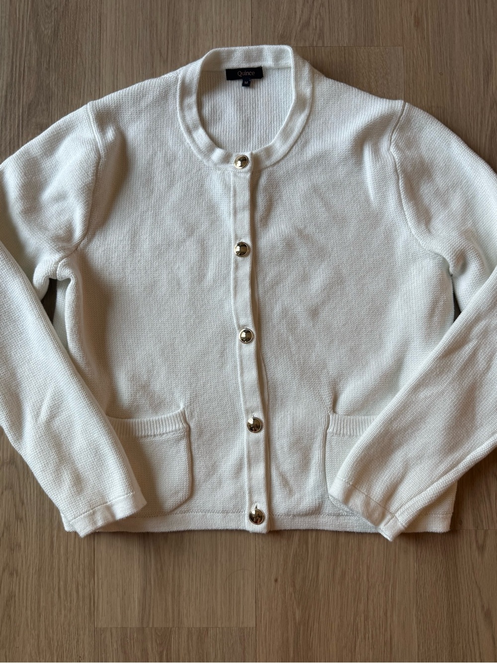 Quince 100% Organic Cotton Sweater Jacket Ivory Lady Jacket Sz M - Picture 2 of 6